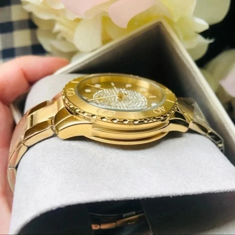 Michael Kors Gold Pave Dial Stainless Steel Watch Quartz NWT